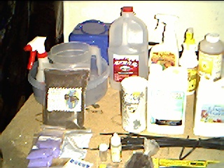 Little water, worm castings, mychorrizae, ec/tds meter, ph tester, samples of everything.